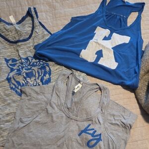 Blue and Gray Graphic Tank Tops